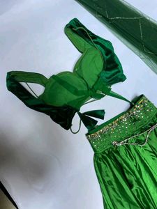 2 blouse Emerald Green Lehenga Choli Set