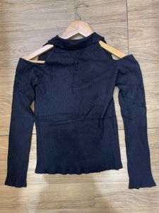 Cold Shoulder Ribbed Top - Size - XS/S