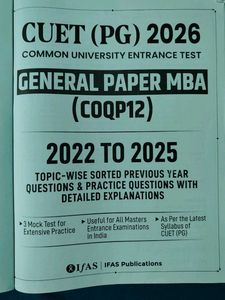 CUET (PG) 2026 General Paper MBA Exam Prep Book