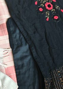 Black Kurta with Floral Embroidery