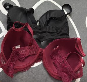 Maroon Lace &amp; Black Push-Up Bras