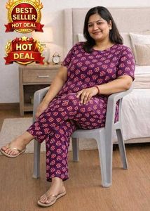 Comfy Purple Printed Nightsuit Set