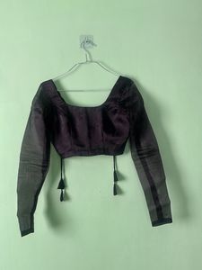 Elegant Black Sheer Sleeve Blouse