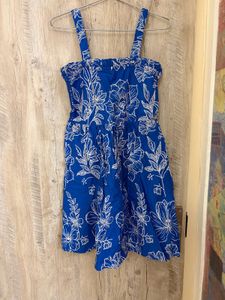 Blue Floral Print Mini Dress