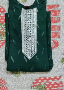 Stylish Green Kurta with White Embroidery