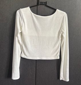 White Long Sleeve Square Neck Top