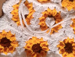 Crocheted Sunflower hair bandana
