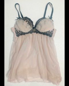 Qmomo pink and black Lace Gothic Babydoll top
