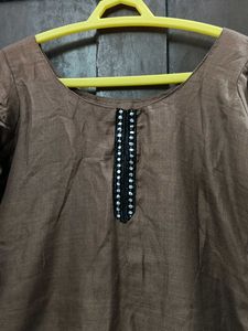 Elegant Brown Kurta with Embellishments