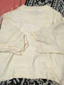 Cream Textured Knit Sweater