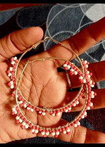 big size Beaded Hoop Earrings
