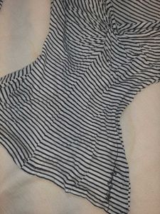 Striped Ruched V-Neck Top