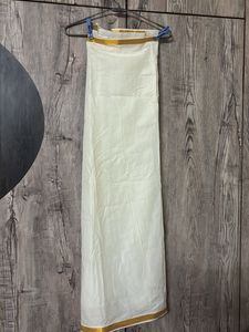 Elegant Cream Saree with Golden Border