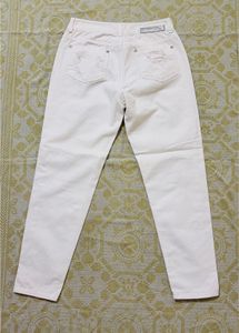 Imported Designer Distressed White Denim Jeans