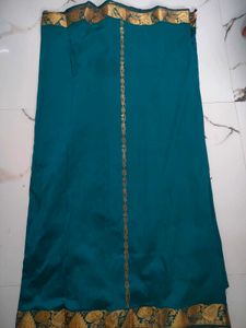 Teal Silk Saree with Gold Peacock Border