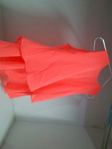 Orange Sleeveless Summer Flared Crop Top For Women