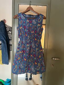blue Y2k paisley print dress