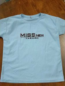 Light Blue "MISS MEM FASHION" T-Shirt