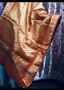 Elegant Orange &amp; Gold Saree