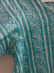 Turquoise Block Print Cotton Salwar Kameez Set