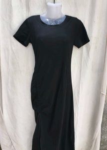Chic Black Ruched Maxi Dress