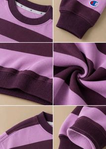 PURPLE &amp; LAVENDER STRIPED CROPPED SWEATSHIRT