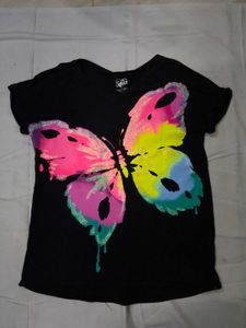 Black Butterfly Glitter T-Shirt