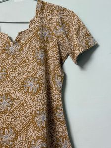 Brown n White Salwar Suit With Dupatta