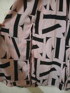 Chic Pink Maxi Dress with Black Print