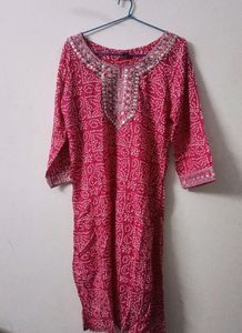 Pink Embroidered Kurti