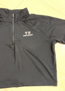 Black Cropped Long Sleeve Athletic Top