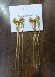 Long Bow Chain Earrings