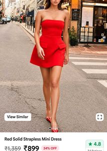Newme Red Strapless Dress