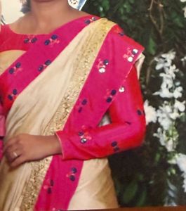 Designer Saree with Pink Border