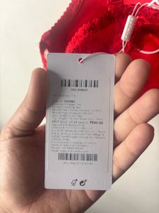 Vibrant Red Lace Trim Bra