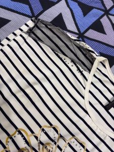 Chic Striped Top with Embellished Flower