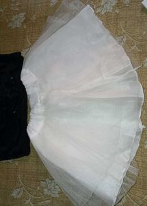 Black Sequined Top &amp; White Tulle Skirt Set