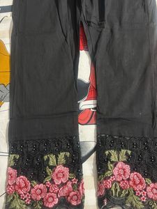 Black Embroidered Palazzo Pants
