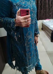 Embellished Teal Kurta Set