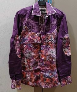 Purple Floral Long Sleeve Shirt