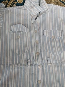 Striped Button-Down Shirt Dress