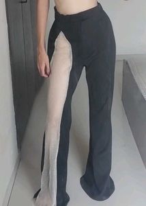 Newme Stylish Black Mesh Insert Pants