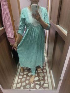 Sea Green Colour Nyra Three Piece Suit Set