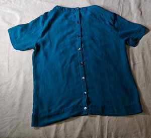 Teal Pleated Short Sleeve Top