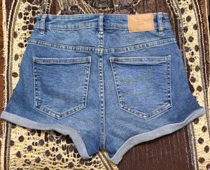 Blue Denim light torn Shorts