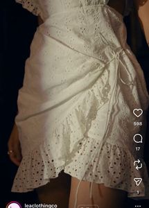 Cream Eyelet Ruffle Mini Dress
