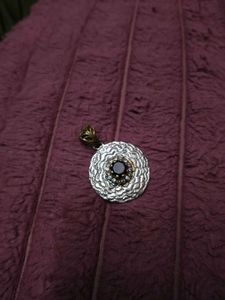 Blue Stone Silver Toned Victorian Pendant