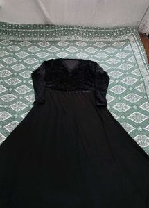 Elegant Black Frock Style Abaya