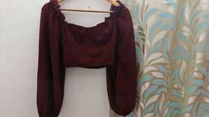 Chic Ruched Burgundy Top