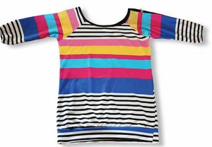 Vibrant Multi-Stripe Off-Shoulder Tunic Top